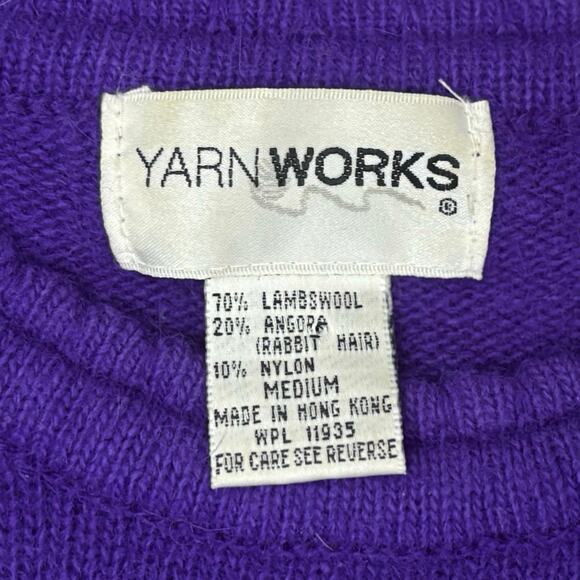 YARNWORKS Purple Angora Lambswool Blend Sweater Women’s Medium - Picture 4 of 8